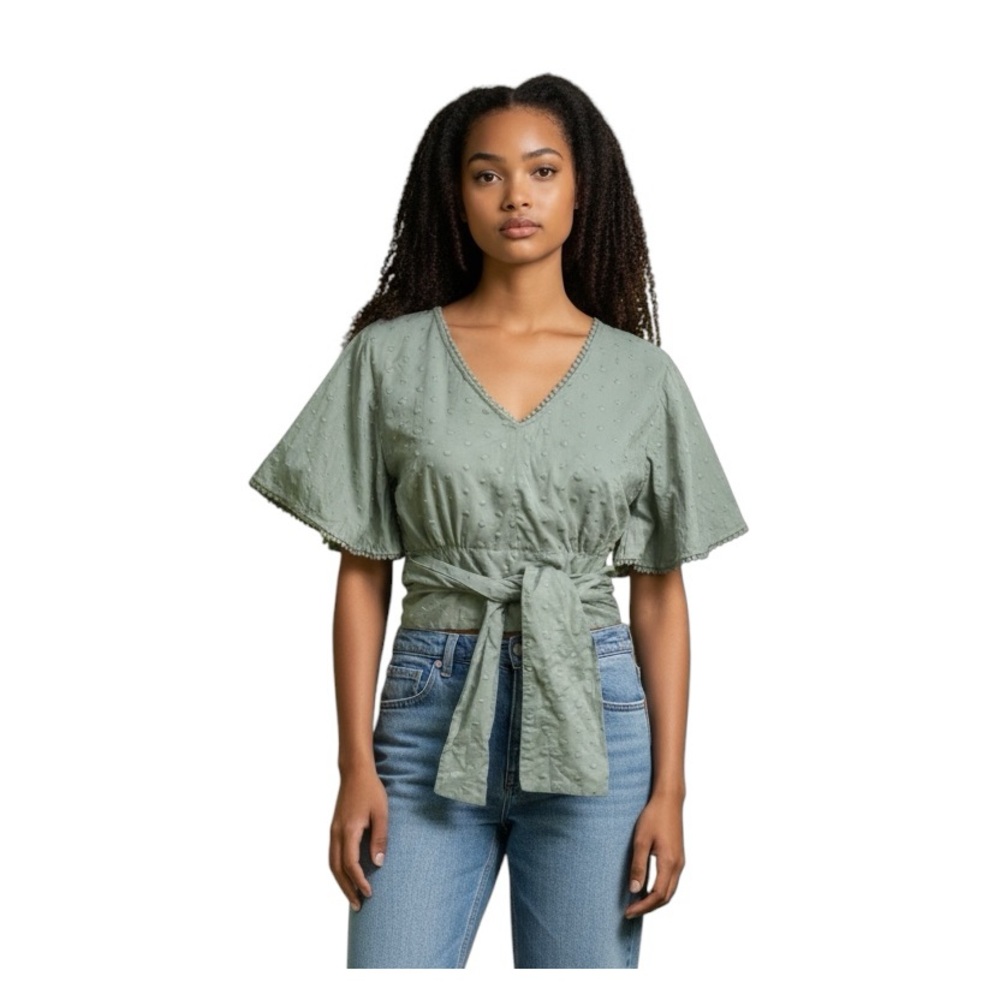 Talisman cottage core boho core bohemian whimsical crop top with waist tie